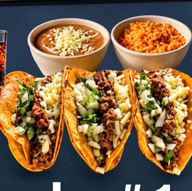 Red Quesotaco Combo (with Rice & Beans).